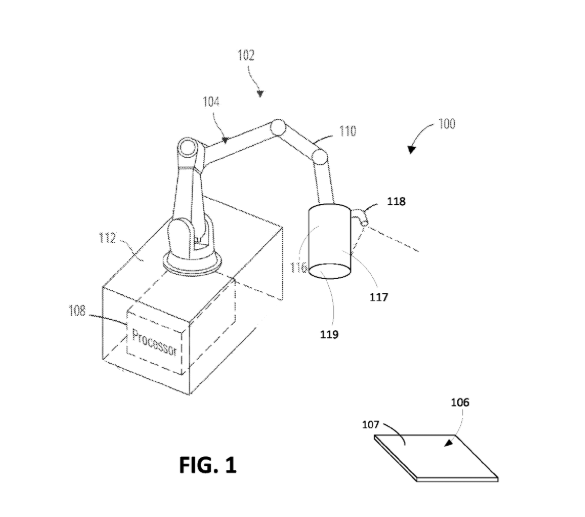 Patent diagram showing robotic visual tactile surface inspection system